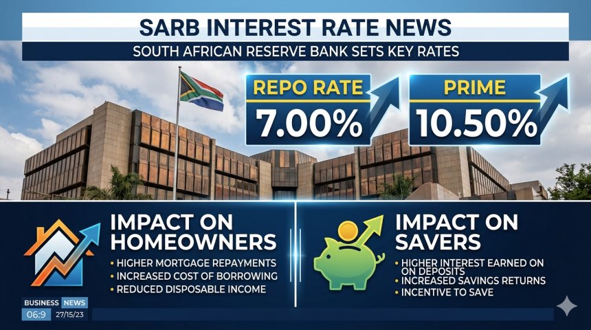 SARB Repo Rate 7.00% Prime 10.50% | Impact on Home Loans & Savings 2026